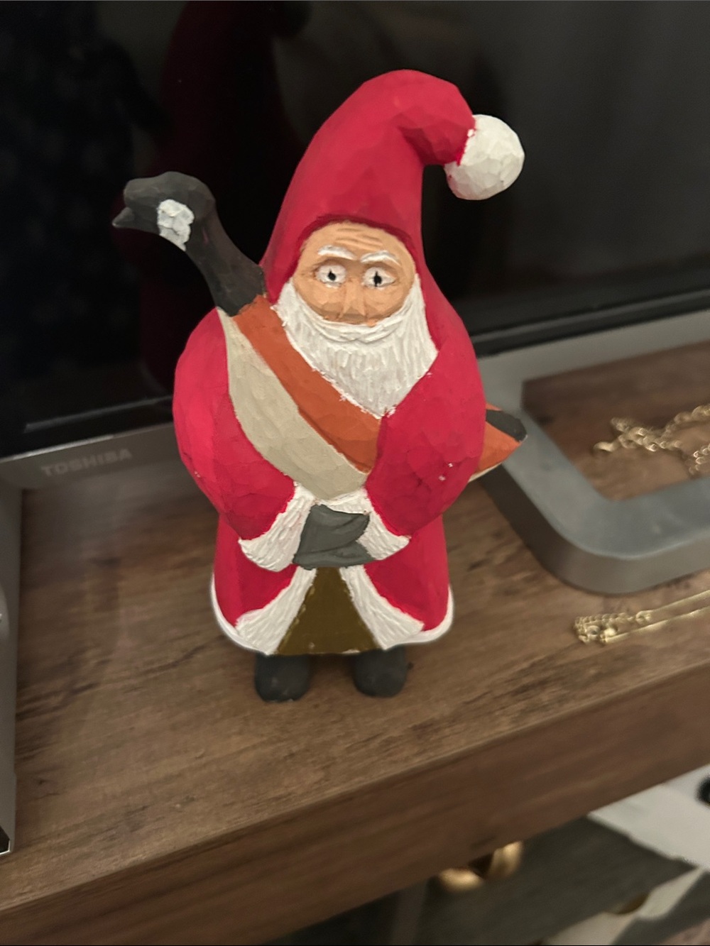 Hand-Painted Red Santa Holiday Figurine - Decorative Home Accent